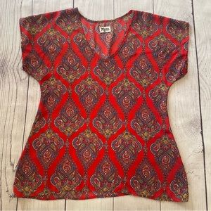 Show Me Your MuMu Red Paisley Peta Tunic Size Small